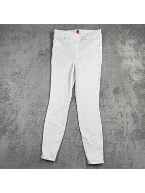 SPANX Womens M High Rise Skinny Jeans White Pull On Jeggings Stretch Preppy